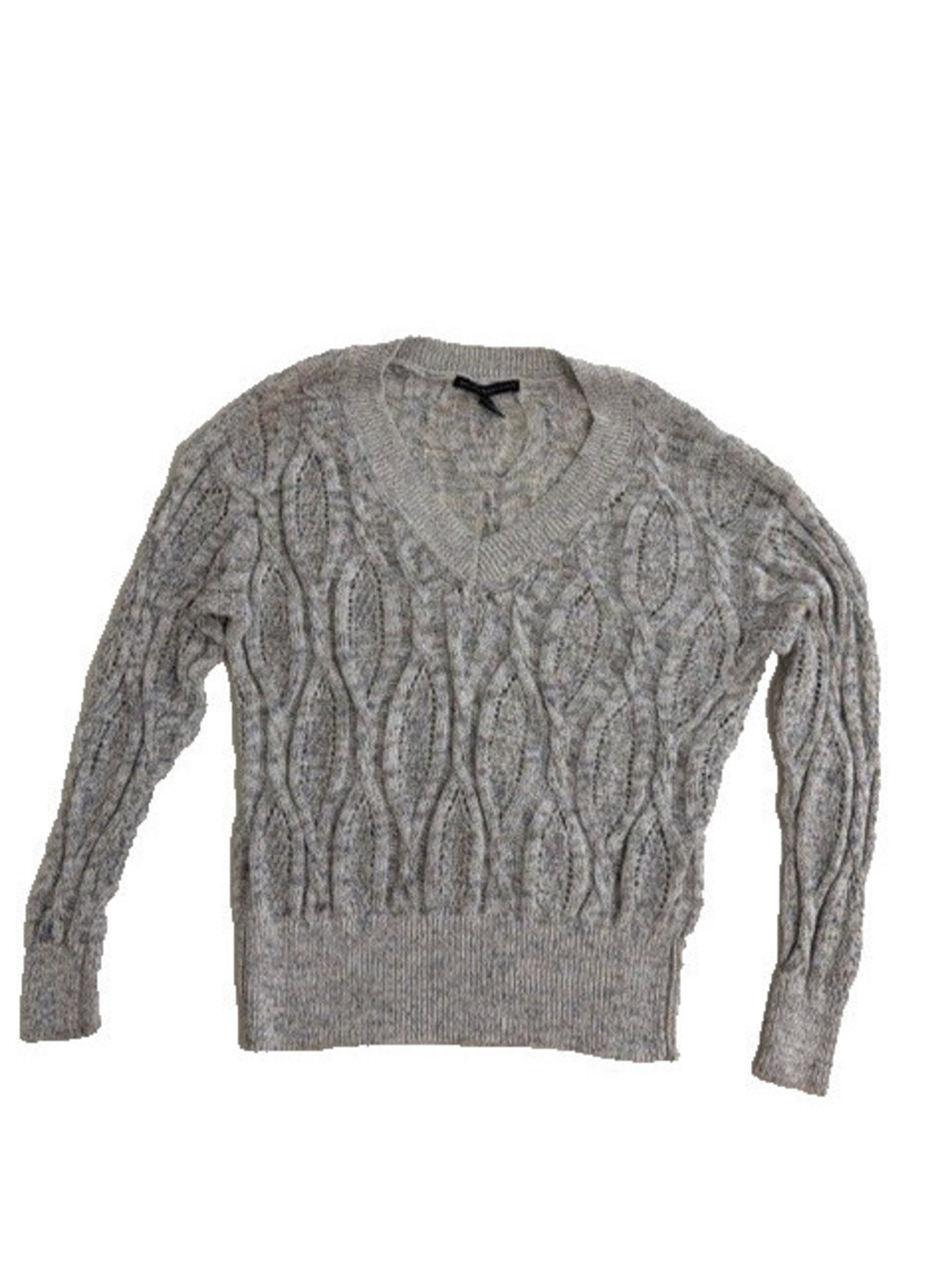 White House Black Market Women's Large V-Neck Cable Knit Sweater Multicolor WHBM
